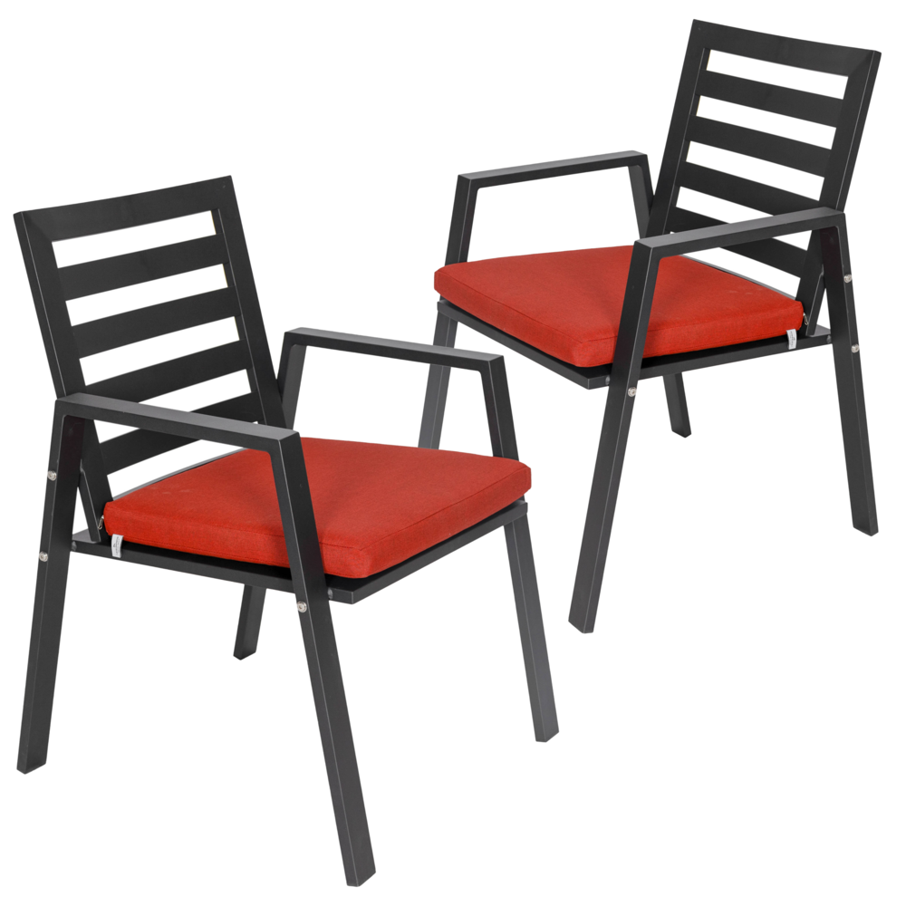 Patio Dining Armchair in Aluminum with Removable Cushions Set of 2. Picture 2