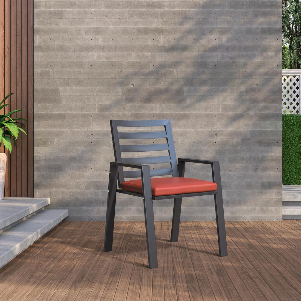 Patio Dining Armchair in Aluminum with Removable Cushions Set of 2. Picture 12