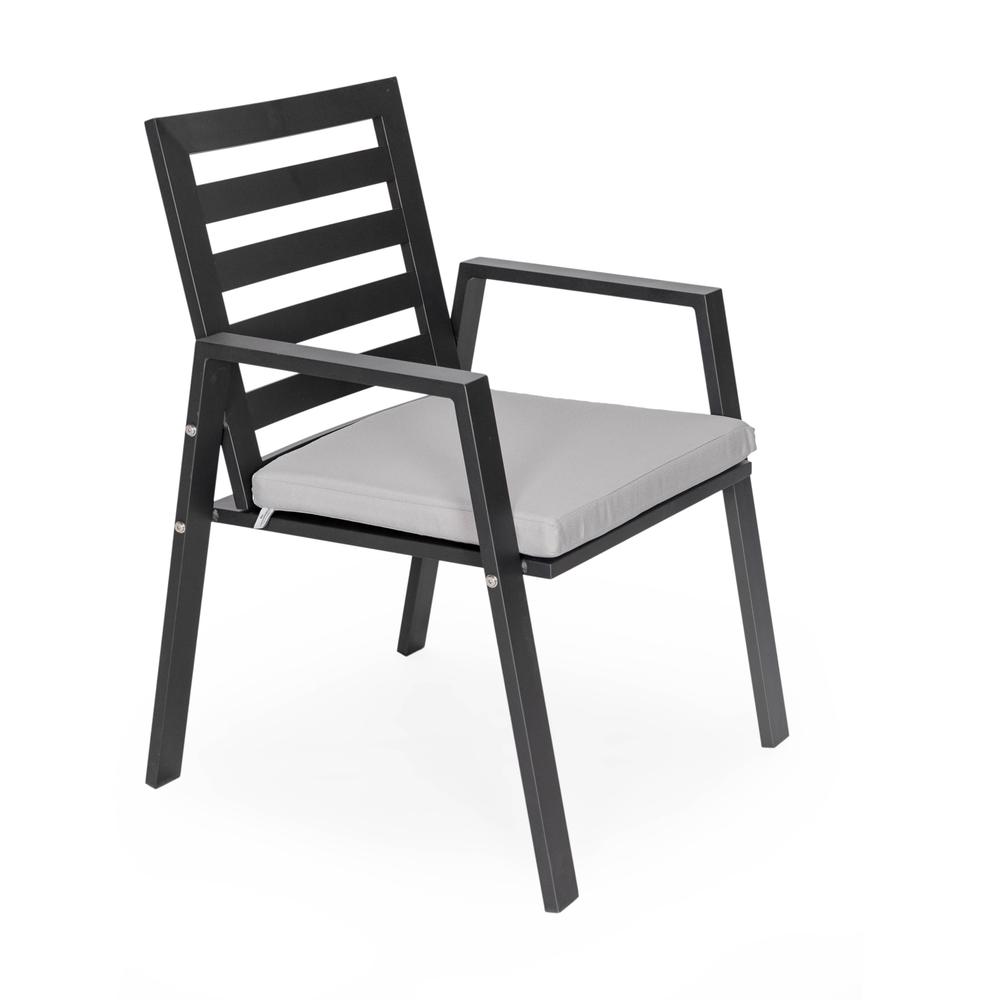Patio Dining Armchair in Aluminum with Removable Cushions Set of 2. Picture 11
