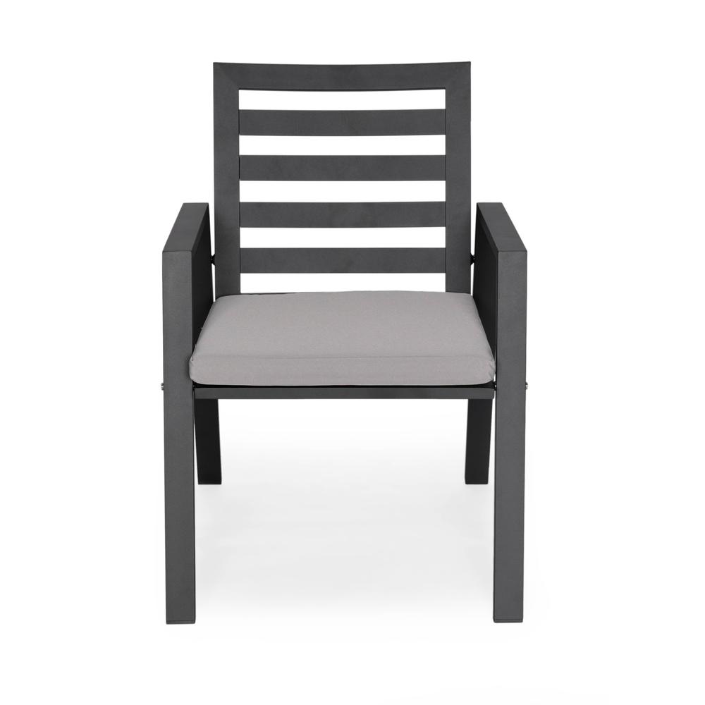 Patio Dining Armchair in Aluminum with Removable Cushions Set of 2. Picture 13