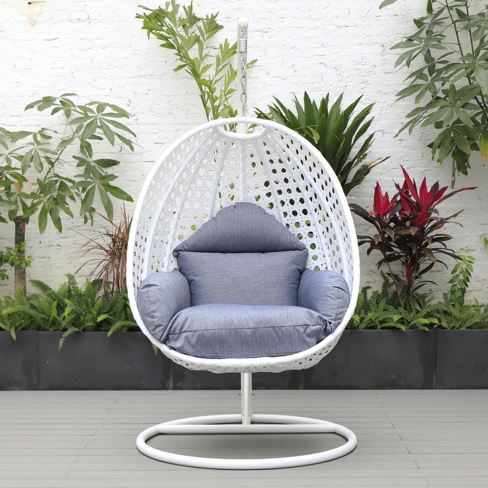 LeisureMod Wicker Hanging Egg Swing Chair, Cherry. Picture 8