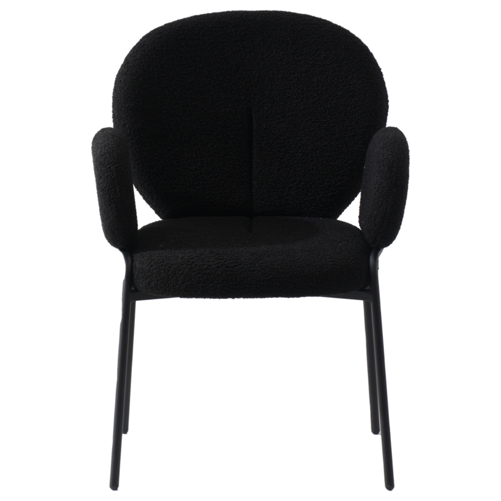 Celestial Series Boucle Dining Arm Chair, Black Frame with Black Fabric. Picture 2