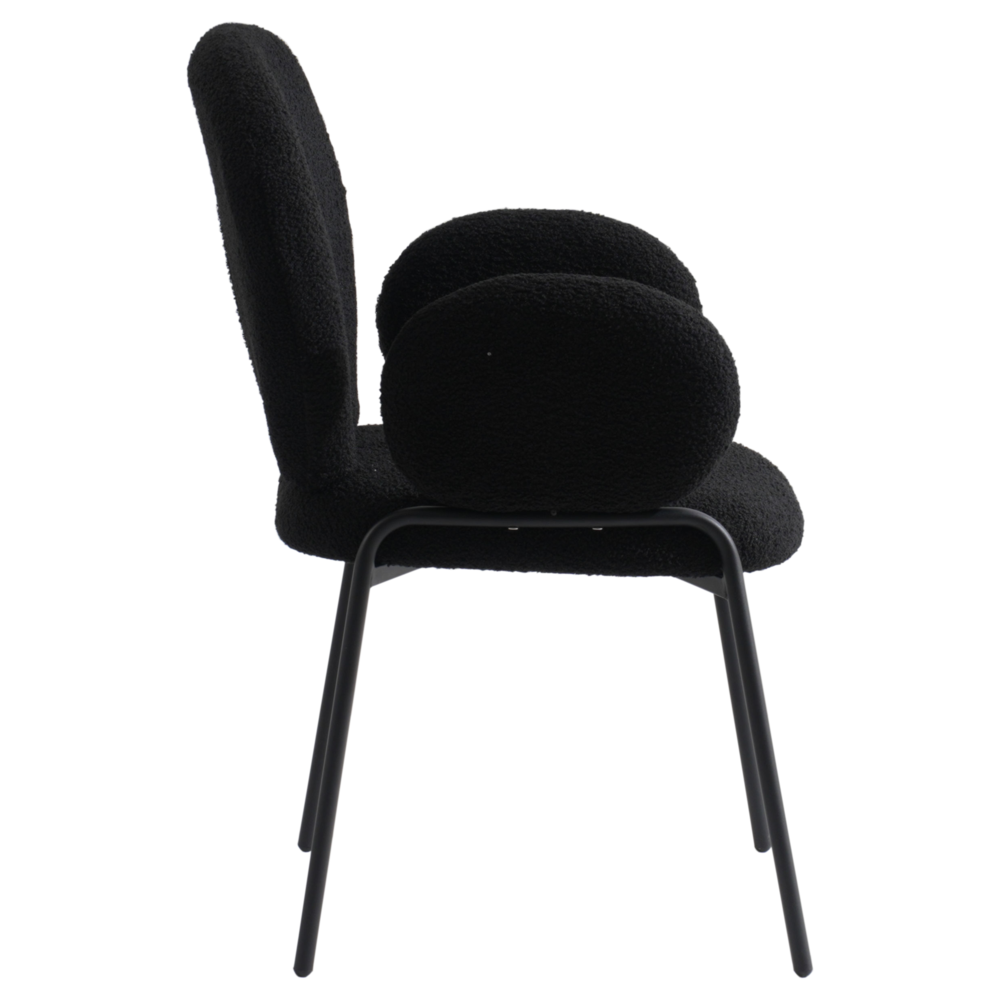 Celestial Series Boucle Dining Arm Chair, Black Frame with Black Fabric. Picture 3