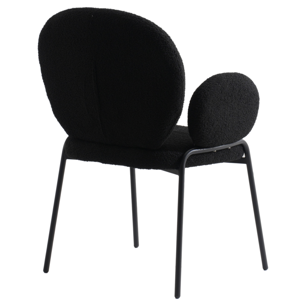 Celestial Series Boucle Dining Arm Chair, Black Frame with Black Fabric. Picture 4
