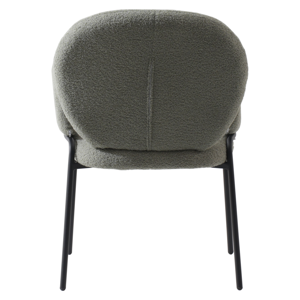 Celestial Series Boucle Dining Arm Chair, Black Frame with Green Fabric. Picture 5