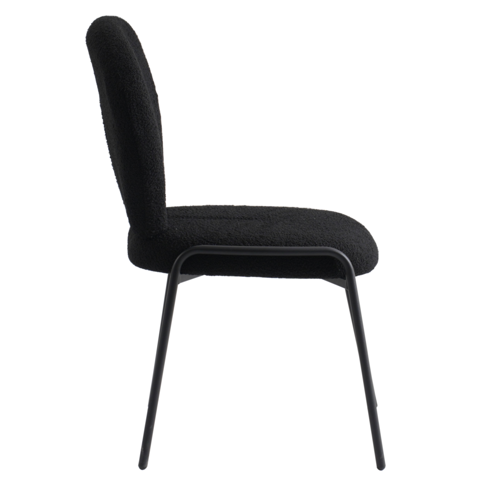 Boucle Dining Side Chair with Black Powder Coated Iron Frame. Picture 3
