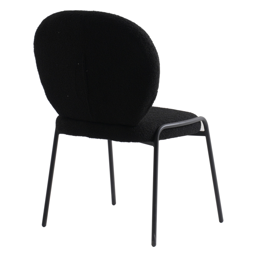 Boucle Dining Side Chair with Black Powder Coated Iron Frame. Picture 4