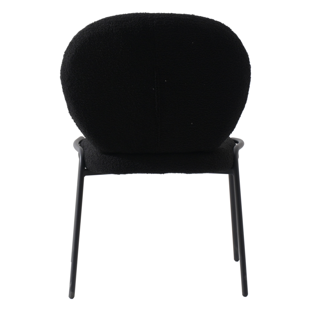 Boucle Dining Side Chair with Black Powder Coated Iron Frame. Picture 5