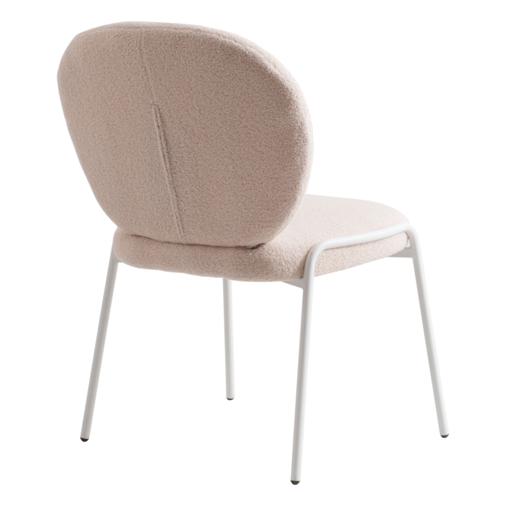 Celestial Series Boucle Dining Chair, White Frame with Beige Fabric. Picture 4