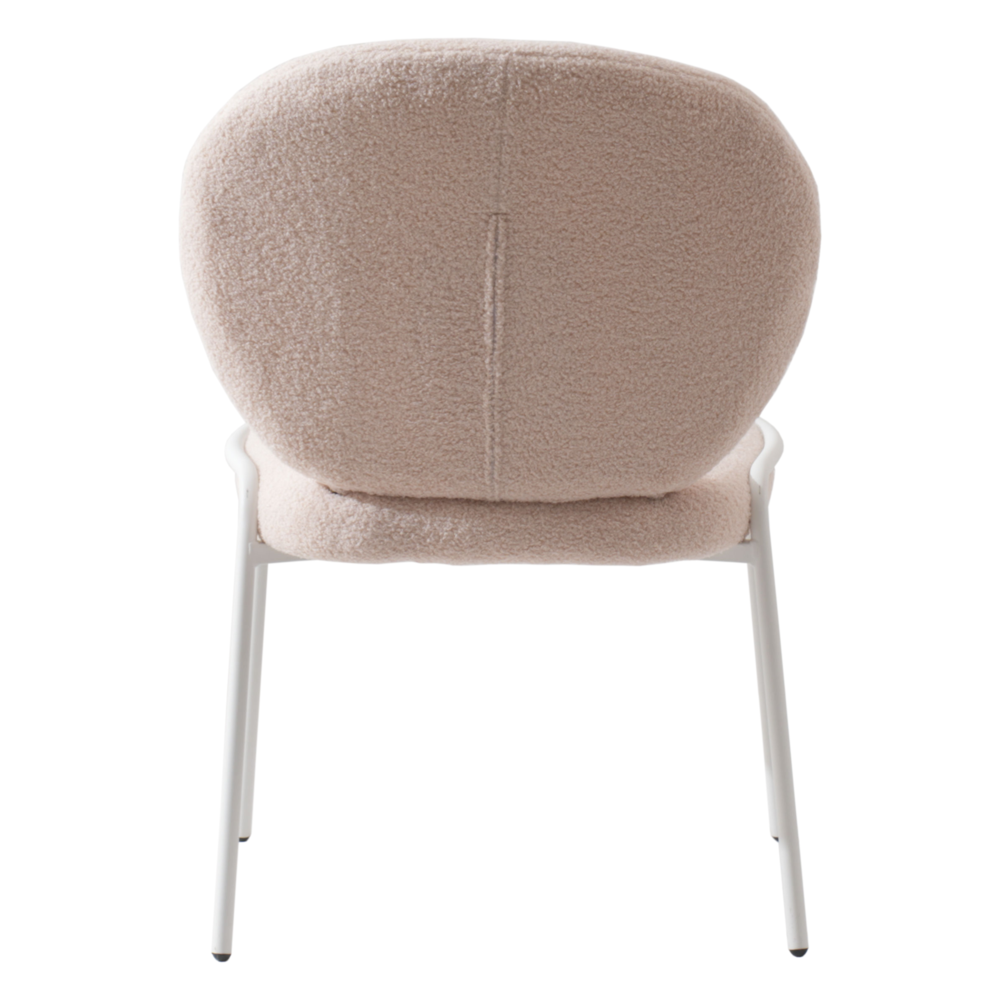 Celestial Series Boucle Dining Chair, White Frame with Beige Fabric. Picture 5