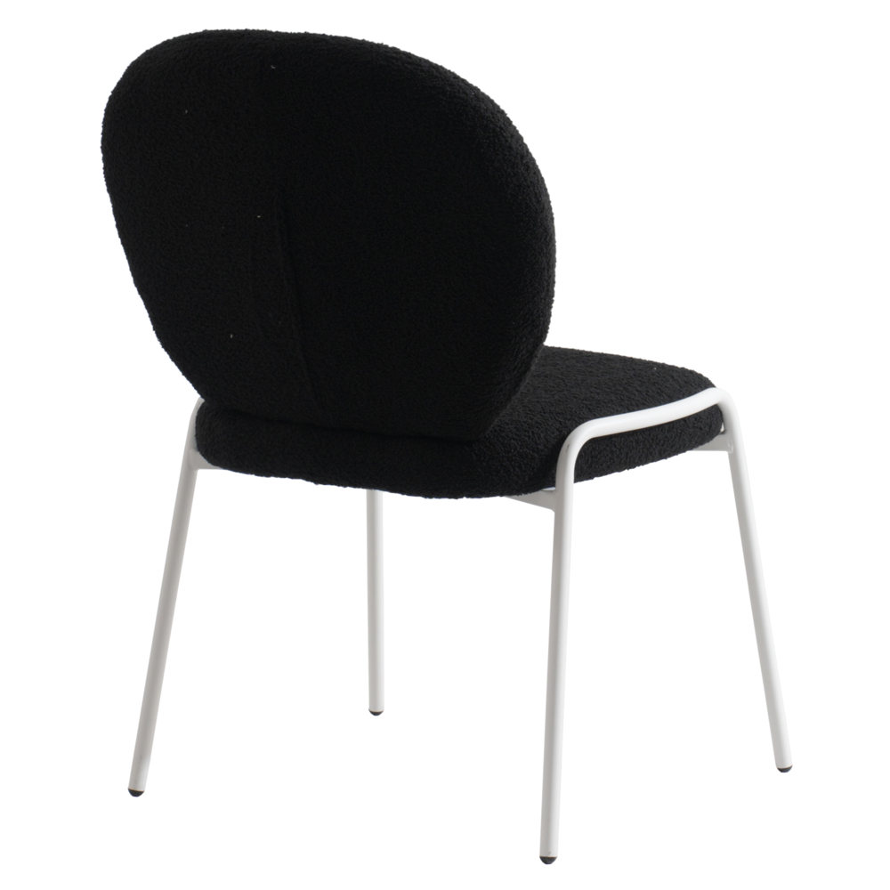 Celestial Series Boucle Dining Chair, White Frame with Black Fabric. Picture 4