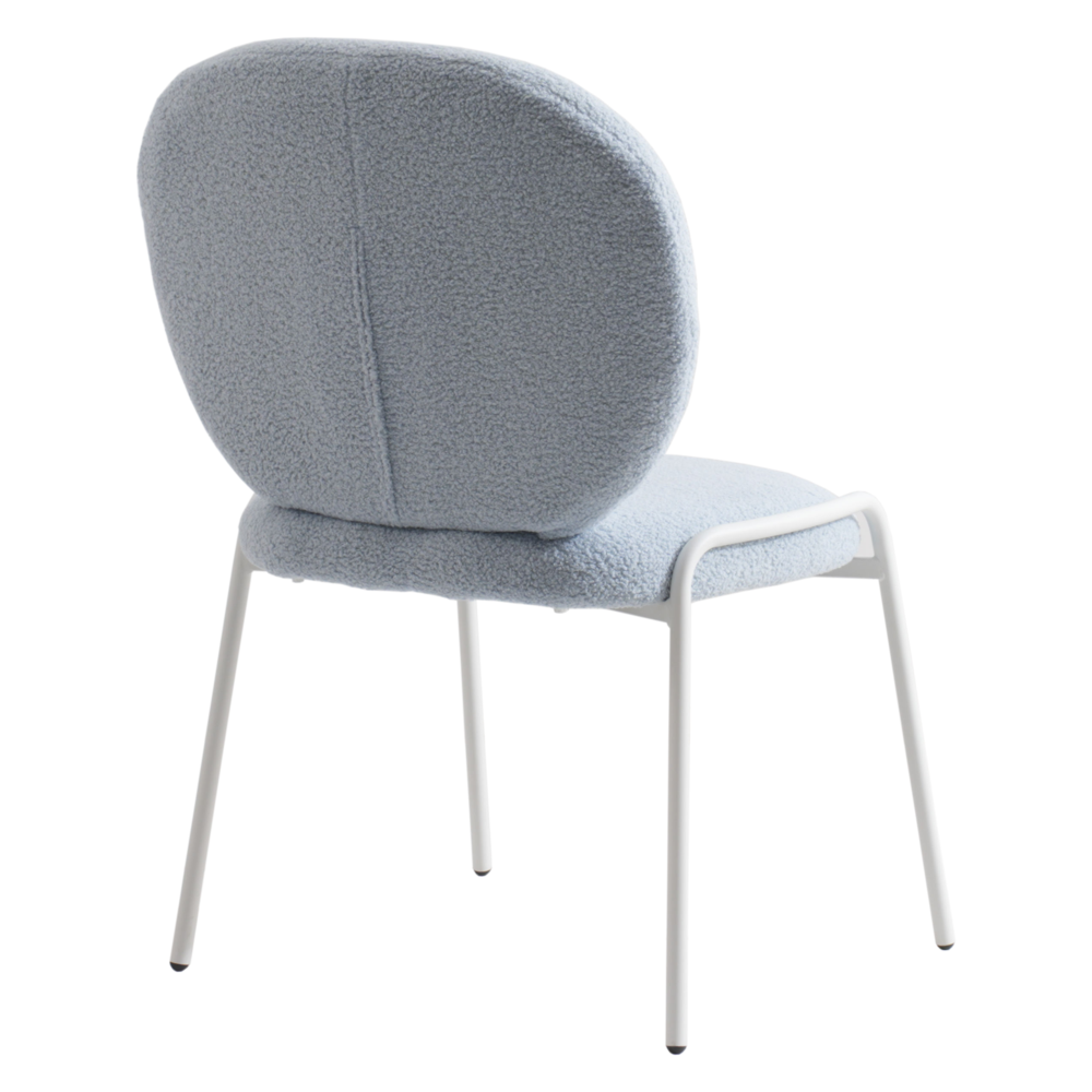 Celestial Series Boucle Dining Chair, White Frame with Blue Fabric. Picture 4