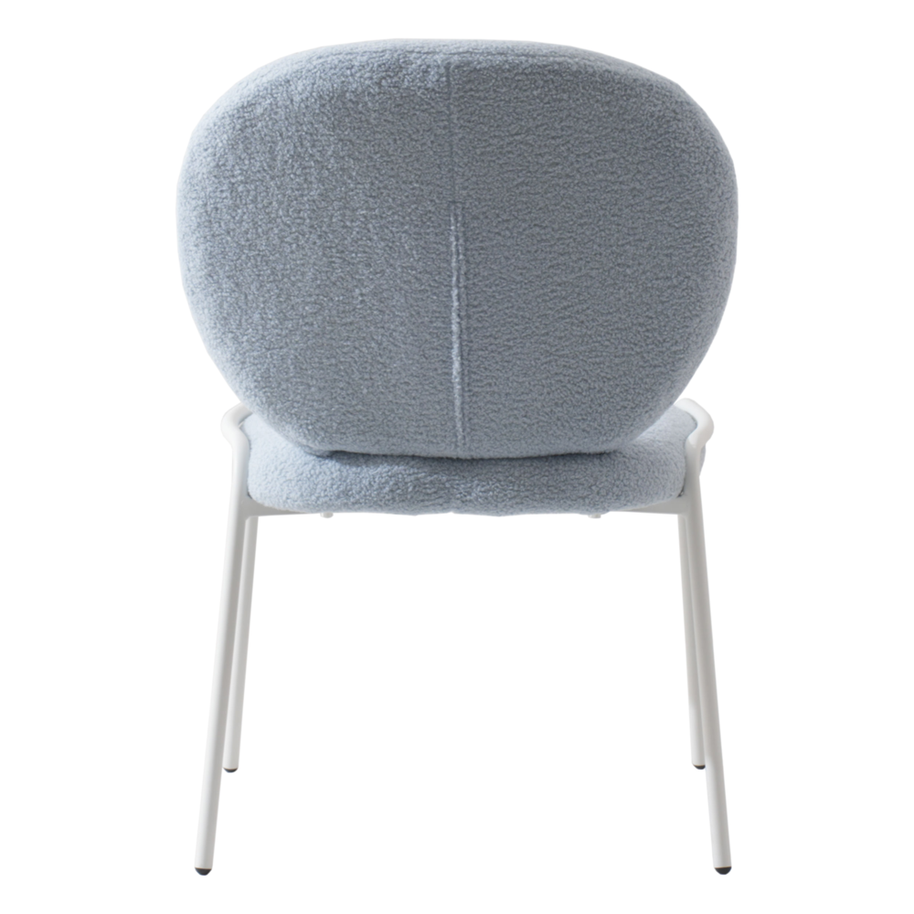 Celestial Series Boucle Dining Chair, White Frame with Blue Fabric. Picture 5