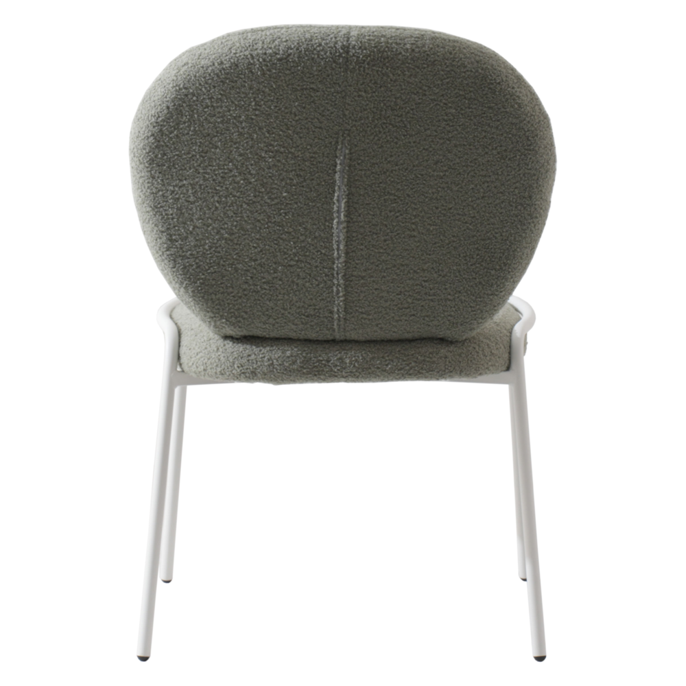Celestial Series Boucle Dining Chair, White Frame with Green Fabric. Picture 5