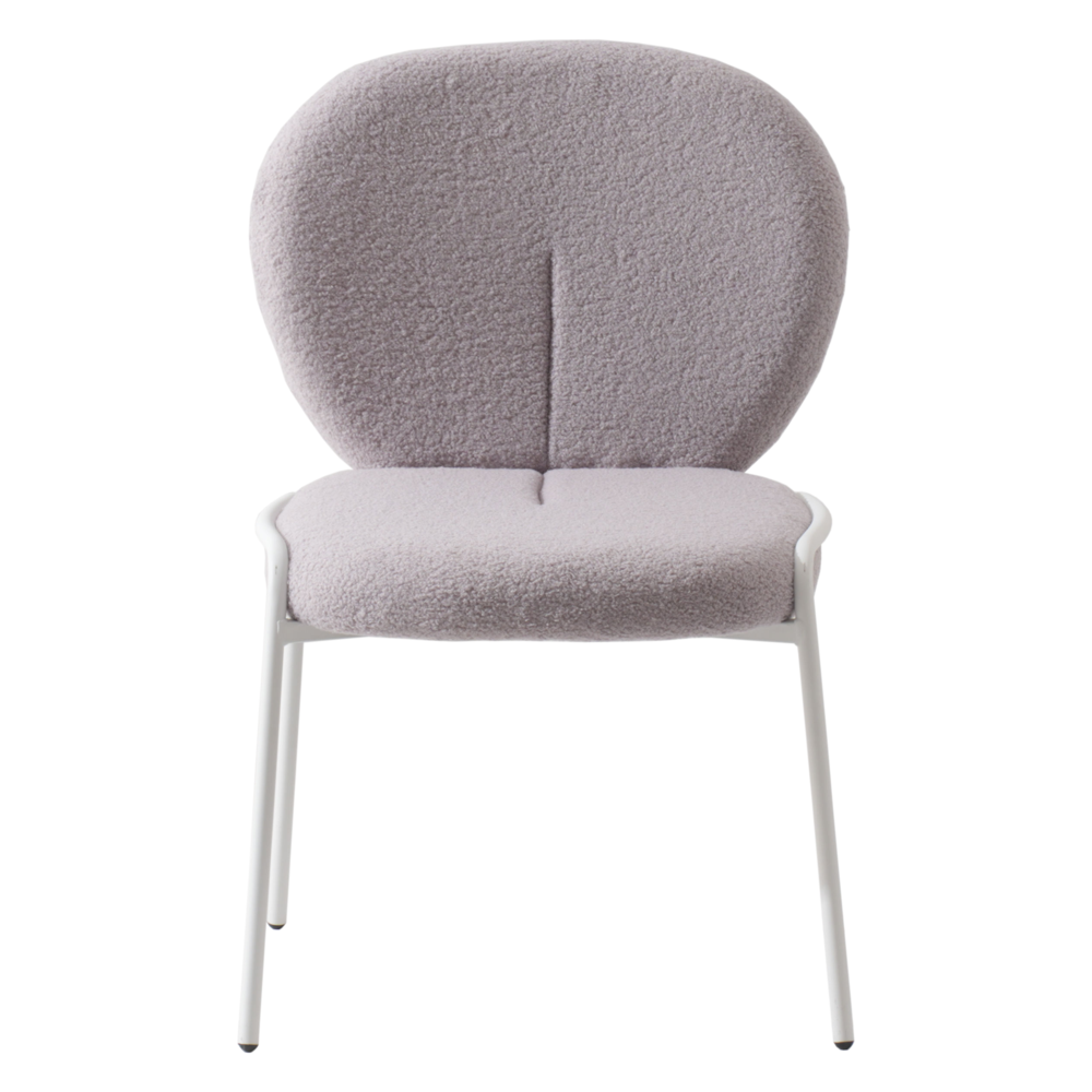 Celestial Series Boucle Dining Chair, White Frame with Grey Fabric. Picture 2