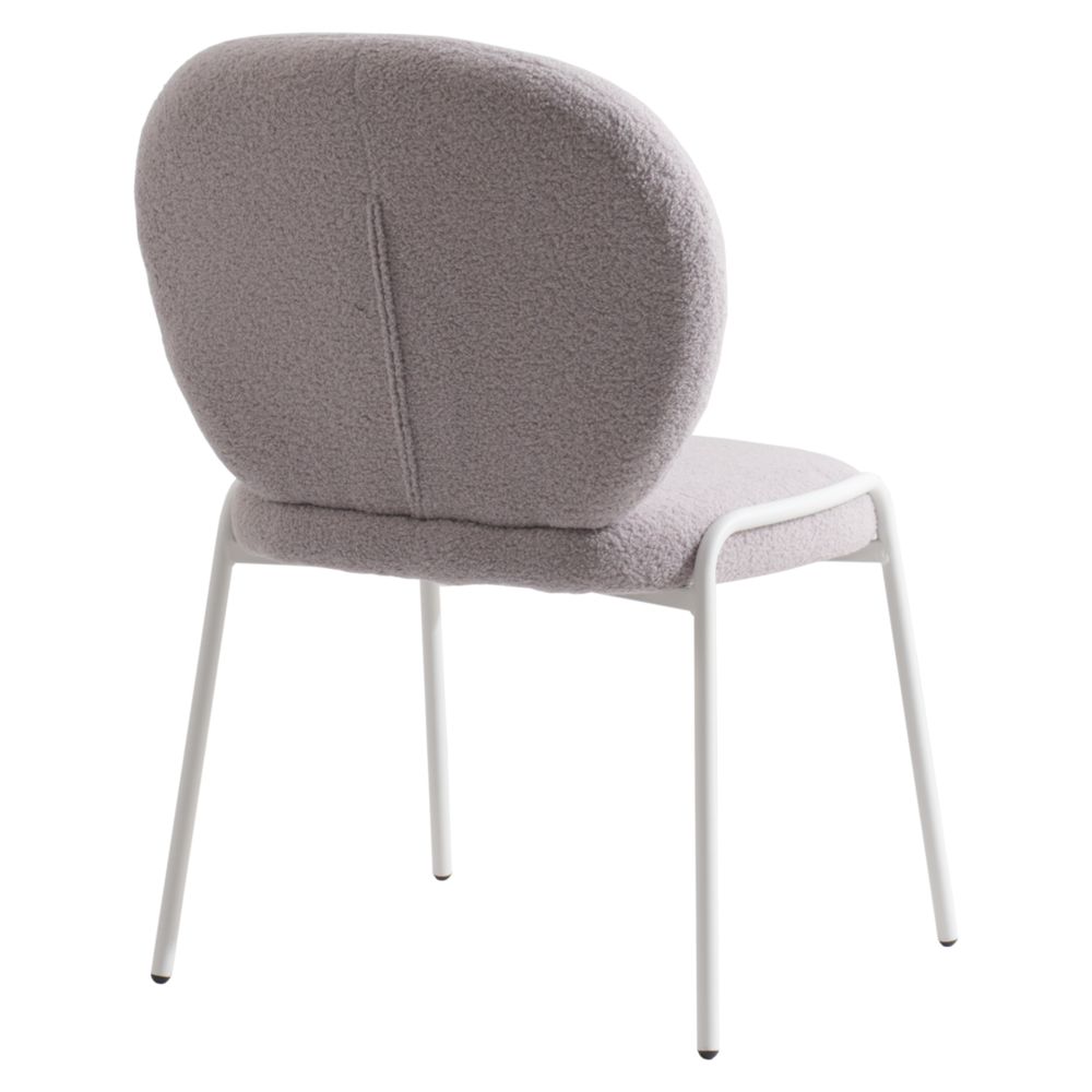 Celestial Series Boucle Dining Chair, White Frame with Grey Fabric. Picture 4