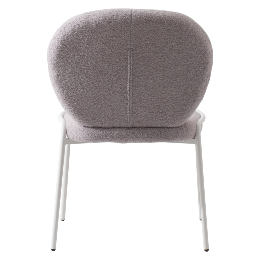 Celestial Series Boucle Dining Chair, White Frame with Grey Fabric. Picture 5
