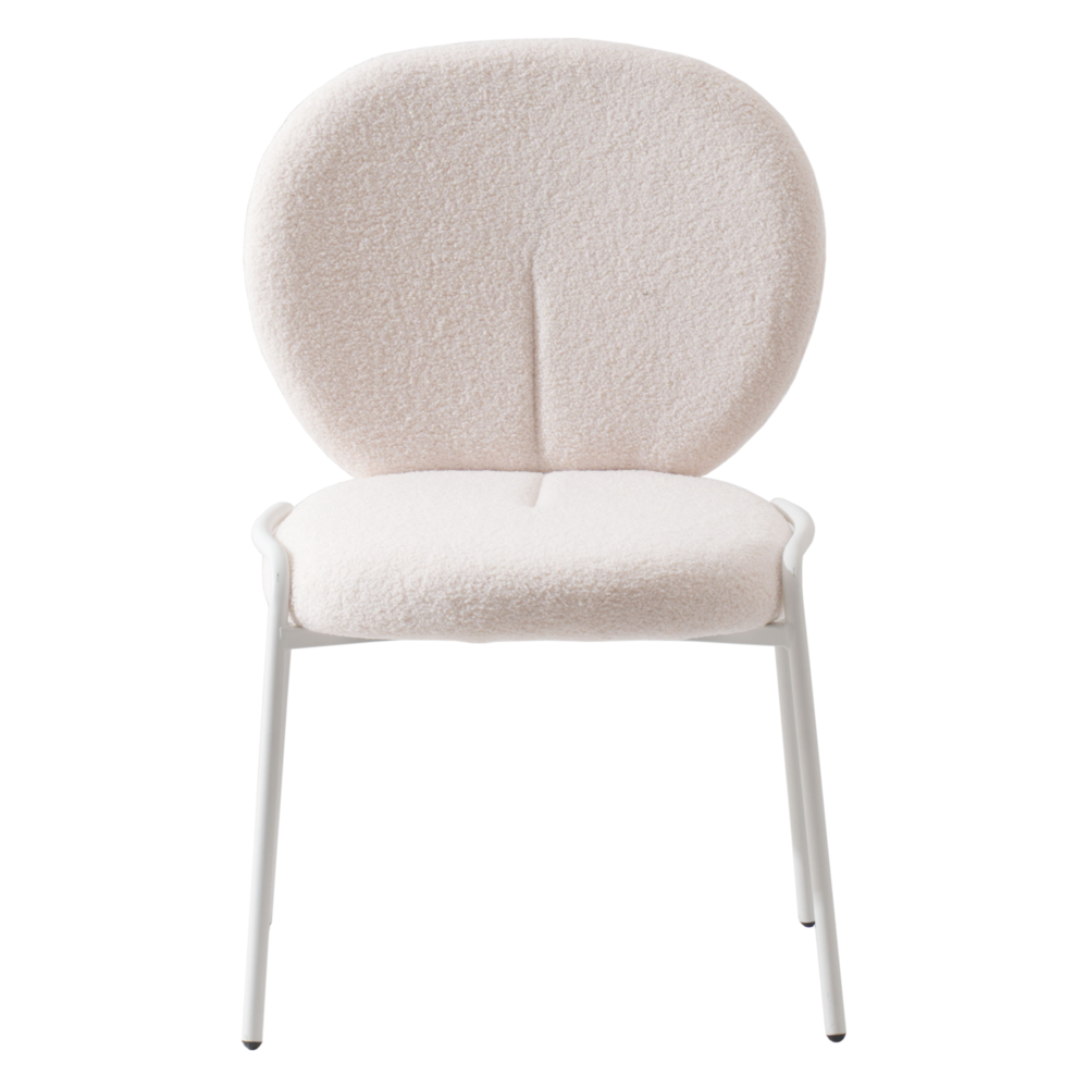 Celestial Series Boucle Dining Chair, White Frame with White Fabric. Picture 3