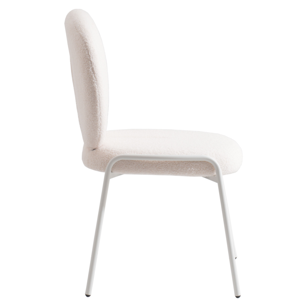 Celestial Series Boucle Dining Chair, White Frame with White Fabric. Picture 1