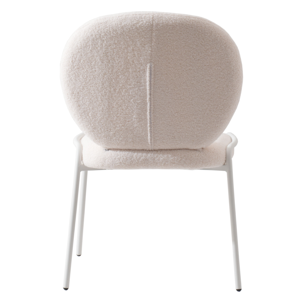 Celestial Series Boucle Dining Chair, White Frame with White Fabric. Picture 5