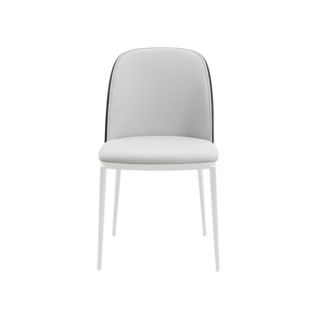 Dining Side Chair with Velvet Seat and White Powder-Coated Steel Frame. Picture 2