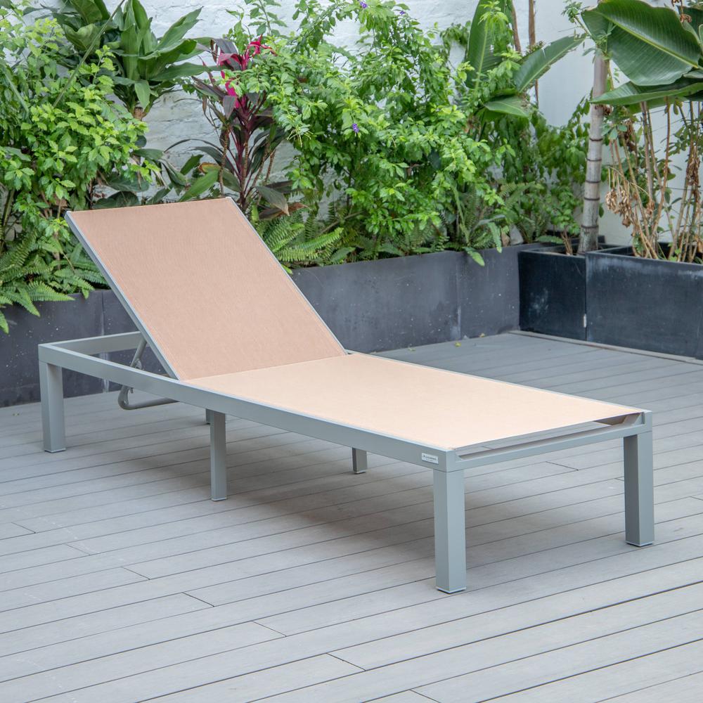 Grey Aluminum Outdoor Patio Chaise Lounge Chair. Picture 15
