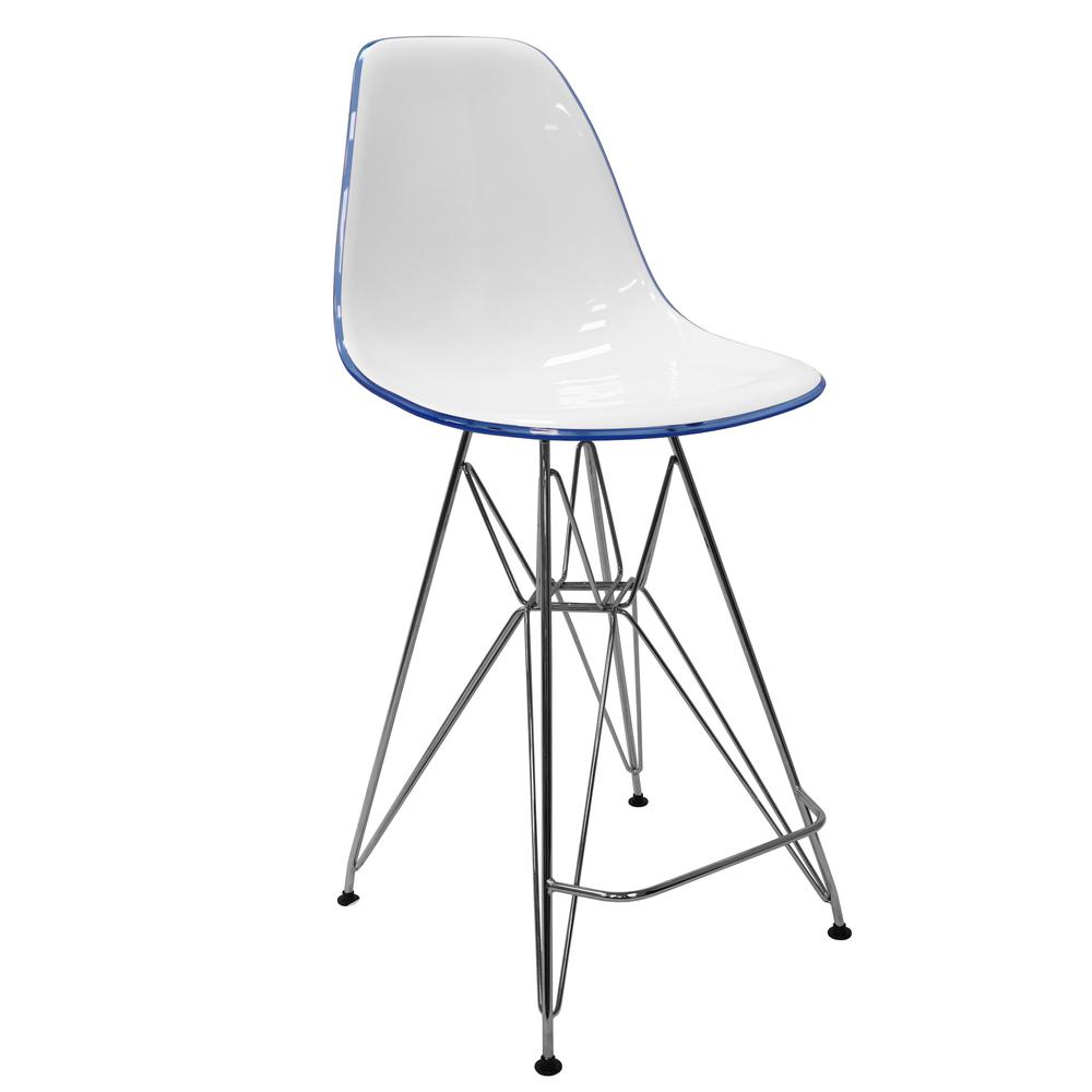Cresco Modern Acrylic Barstool with Chrome Base and Footrest. Picture 1