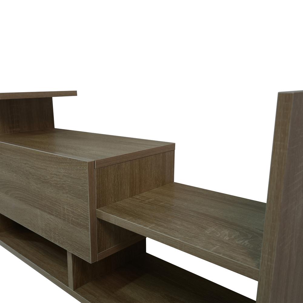 LeisureMod Surrey Modern TV Stand with MDF Shelves and Bookcase. Picture 15