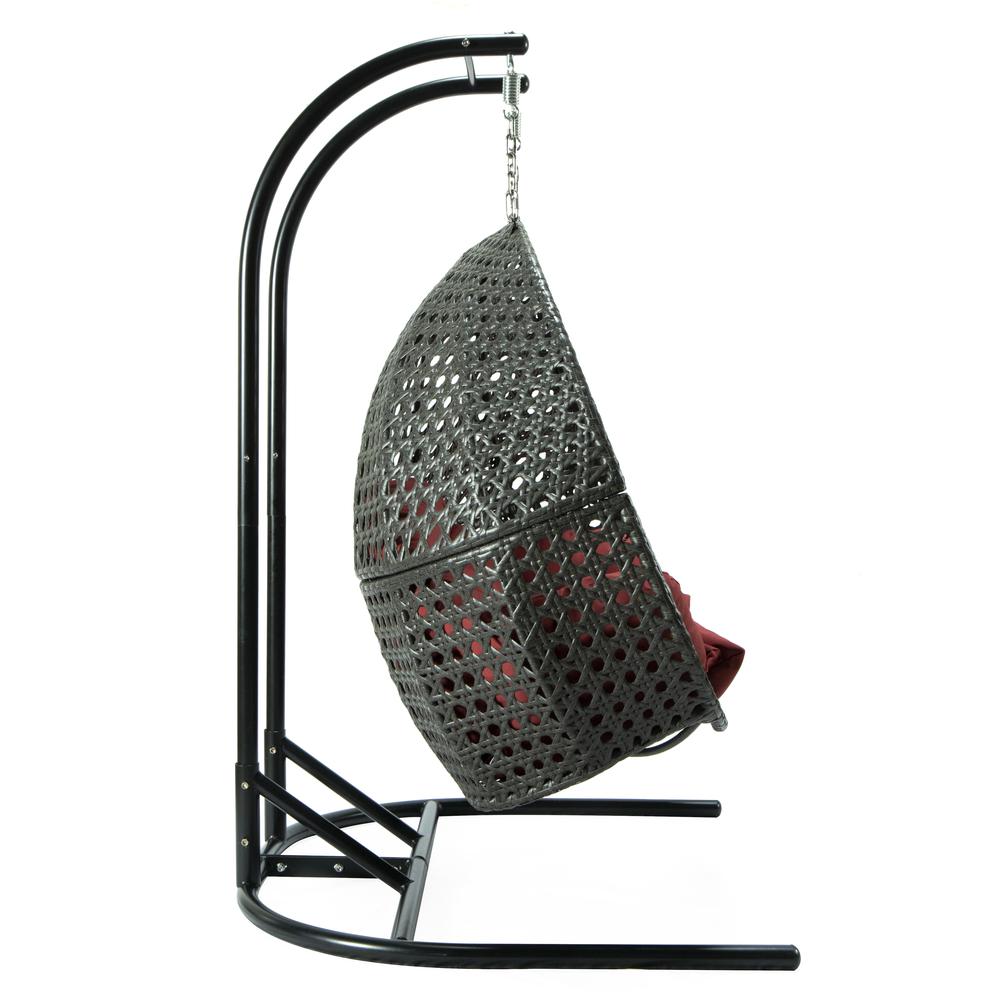 LeisureMod Wicker Hanging Double Egg Swing Chair  EKDCH-57DR. Picture 4