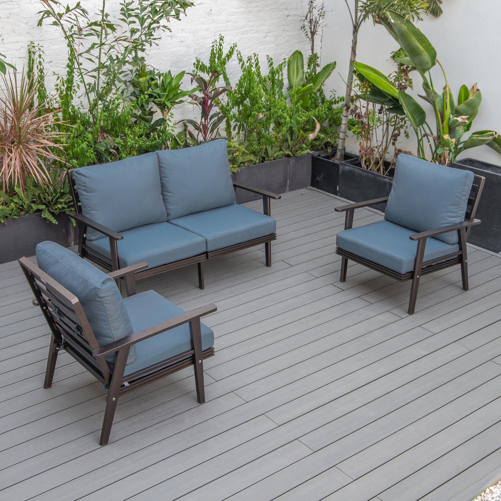3-Piece Outdoor Patio Set with Brown Aluminum Frame. Picture 7