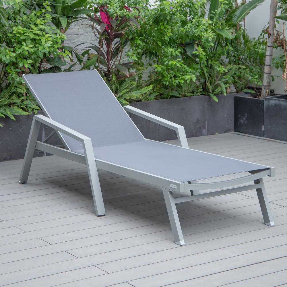 Grey Aluminum Outdoor Patio Chaise Lounge Chair With Arms. Picture 23