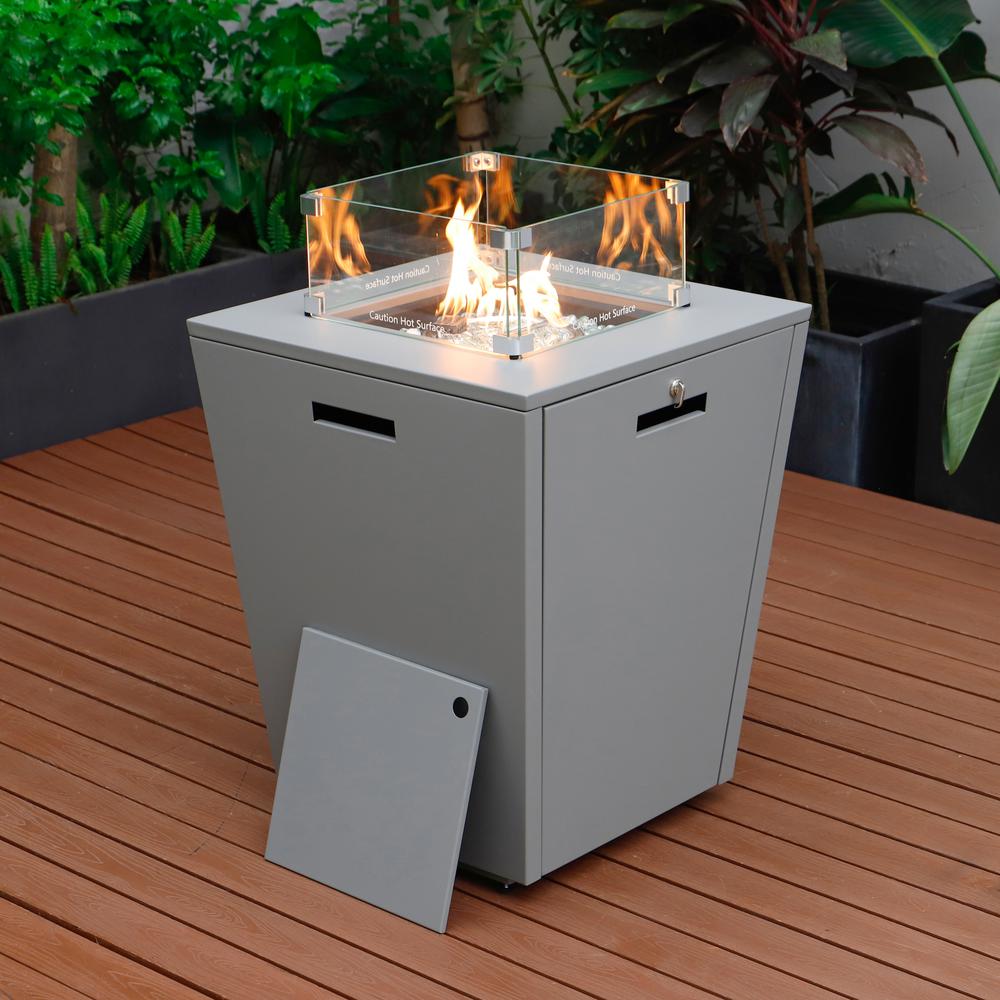 Chelsea Aluminum Patio Modern Propane Fire Pit Side Table. Picture 2