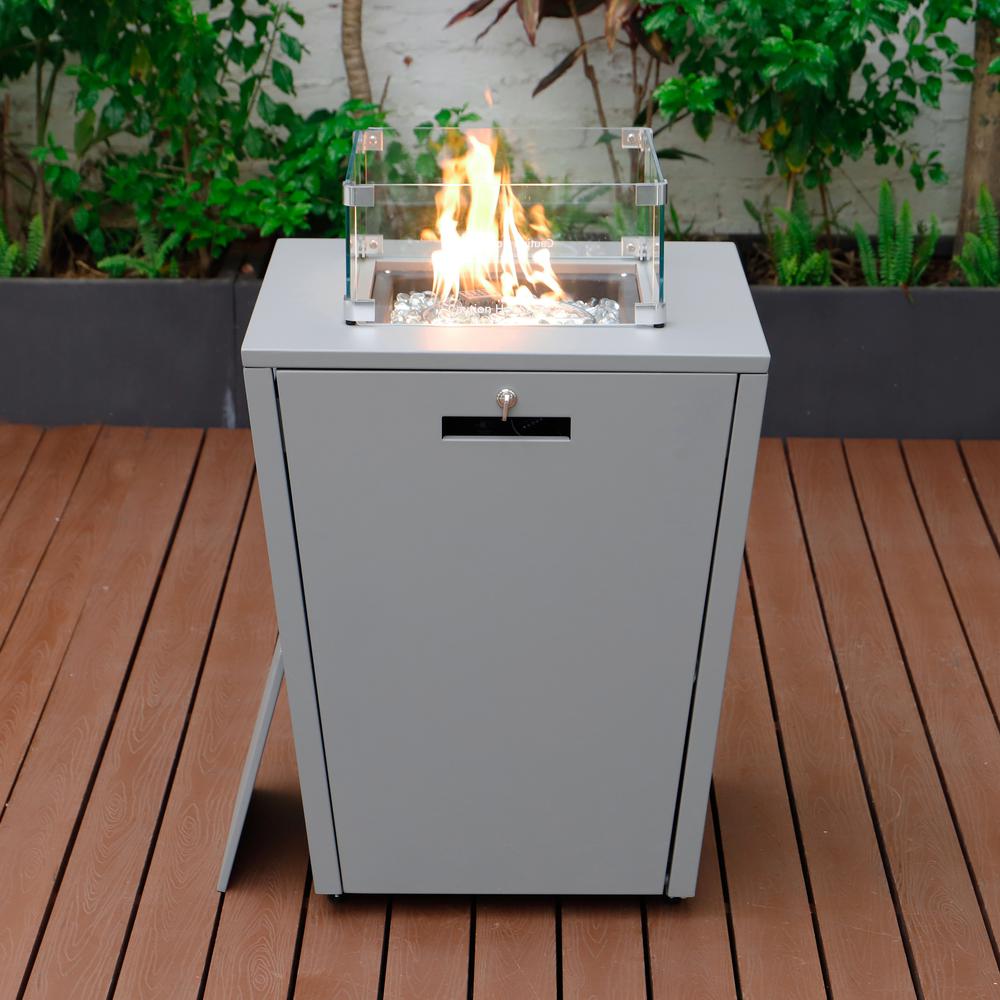 Chelsea Aluminum Patio Modern Propane Fire Pit Side Table. Picture 4
