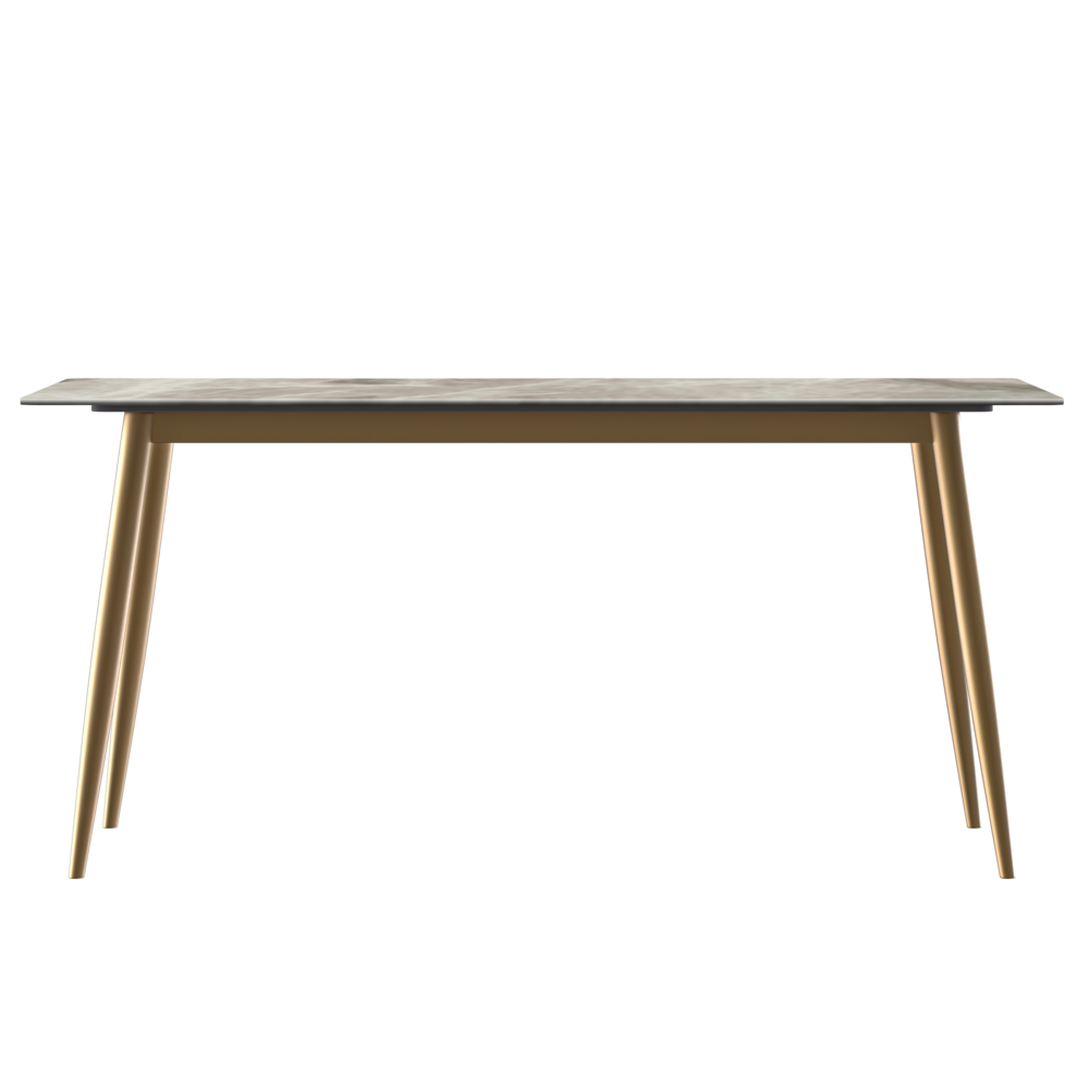 Modern Dining Table Brushed Gold Base, With 71 Deep Grey Sintered Stone Top. Picture 3