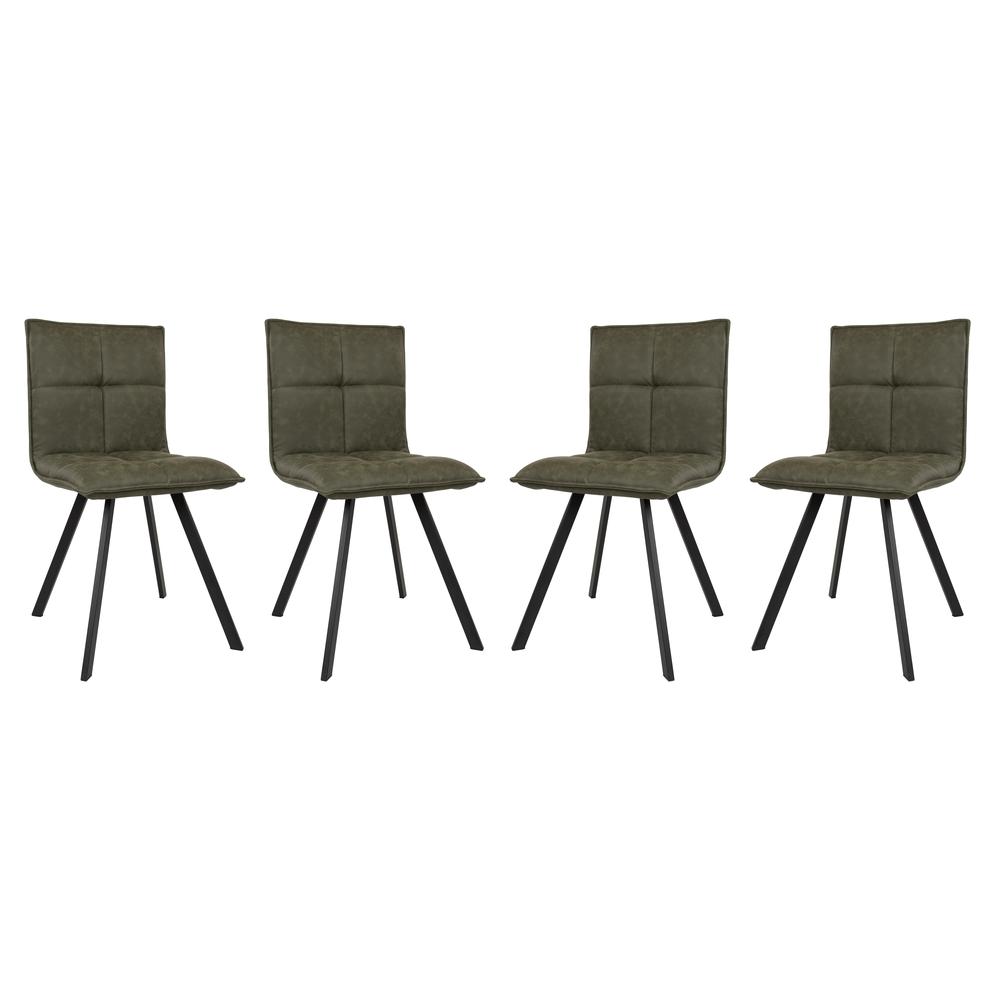 Wesley Modern Leather Dining Chair With Metal Legs Set of 4. Picture 6
