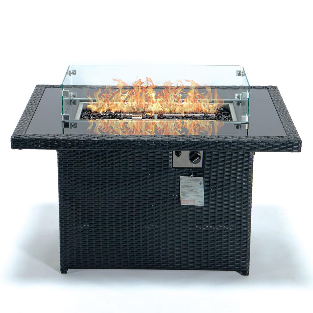 Mace Wicker Patio Modern Propane Fire Pit Table. Picture 2