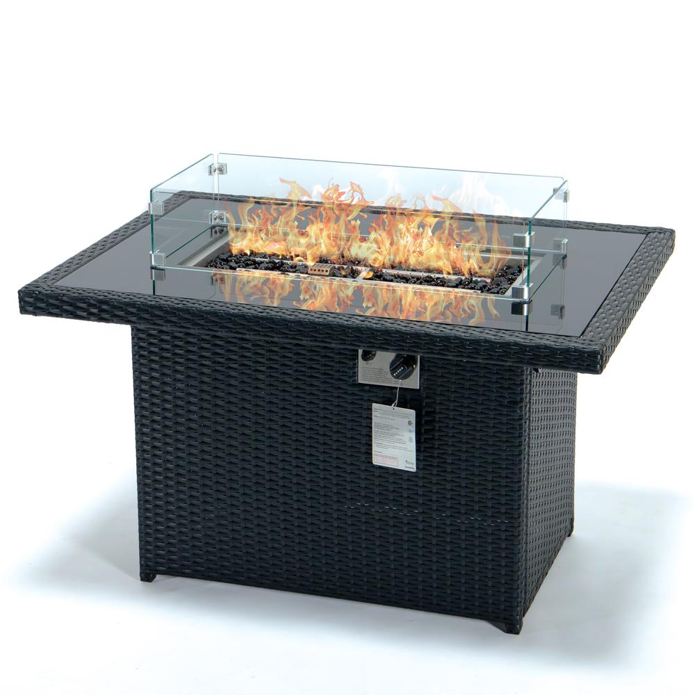 Mace Wicker Patio Modern Propane Fire Pit Table. Picture 1