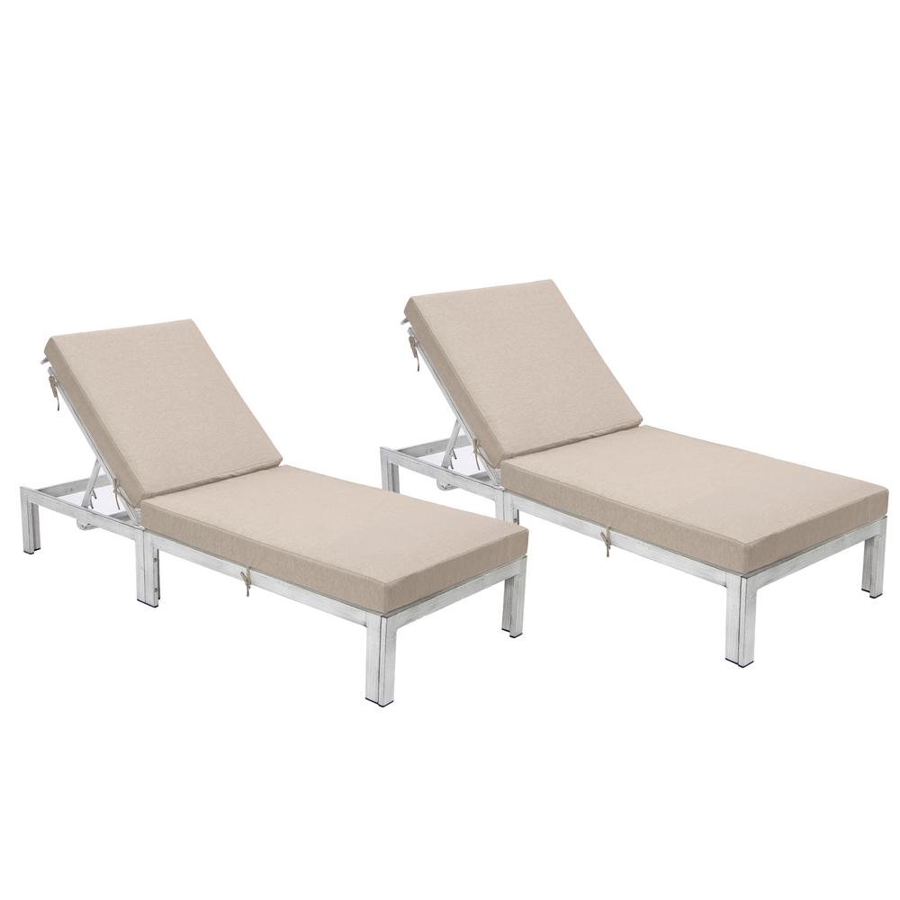 Chelsea Modern Outdoor Weathered Grey Chaise Lounge Chair With Cushions. Picture 1