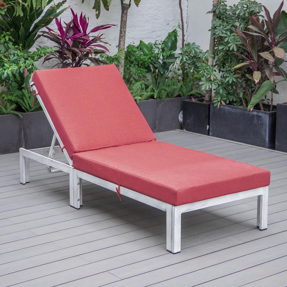 Chelsea Modern Outdoor Weathered Grey Chaise Lounge Chair With Cushions. Picture 9