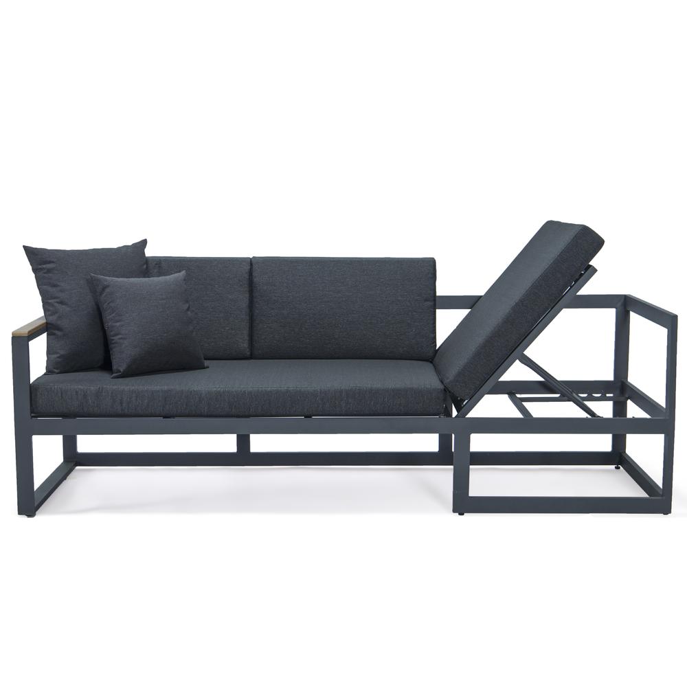 LeisureMod Chelsea Black Sectional With Adjustable Headrest & Coffee Table With Cushions CSLBL-80BL. Picture 30