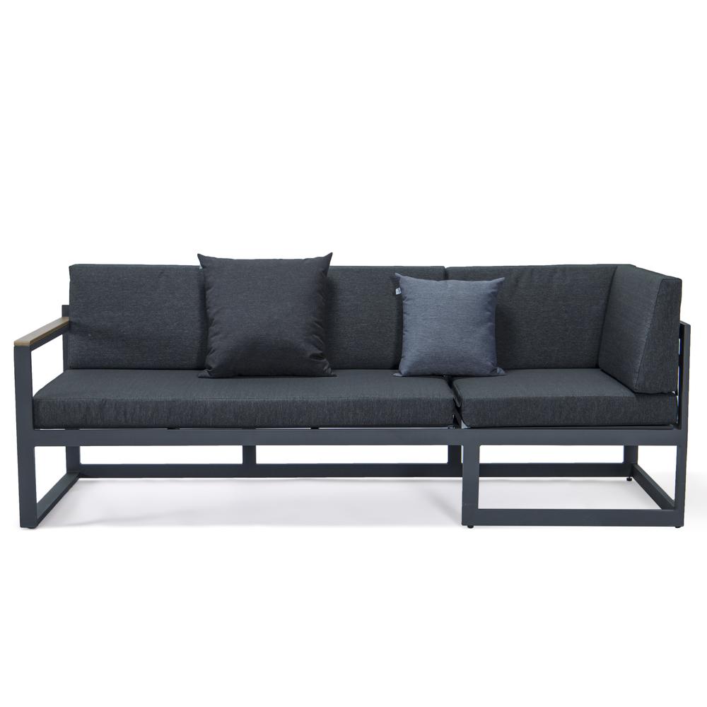 LeisureMod Chelsea Black Sectional With Adjustable Headrest & Coffee Table With Cushions CSLBL-80BL. Picture 15
