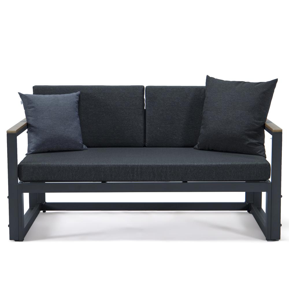 LeisureMod Chelsea Black Sectional With Adjustable Headrest & Coffee Table With Cushions CSLBL-80BL. Picture 16