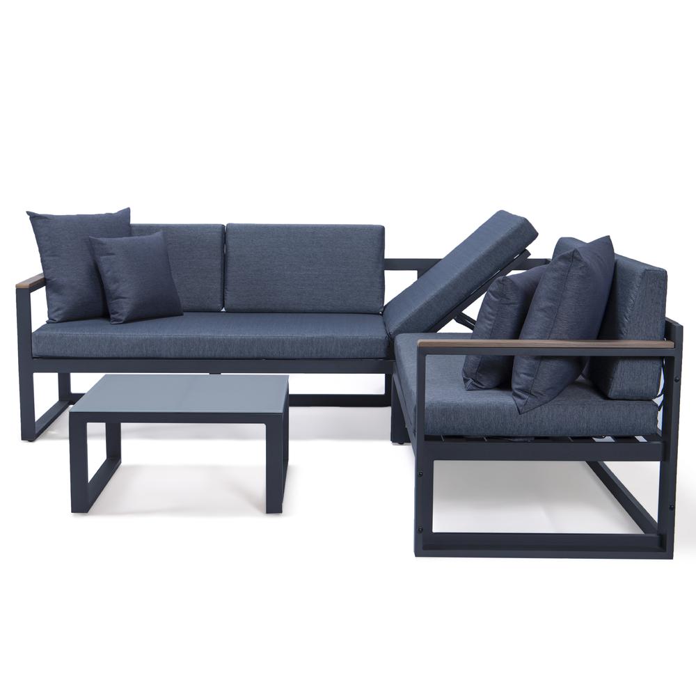 LeisureMod Chelsea Black Sectional With Adjustable Headrest & Coffee Table With Cushions CSLBL-80BU. Picture 26