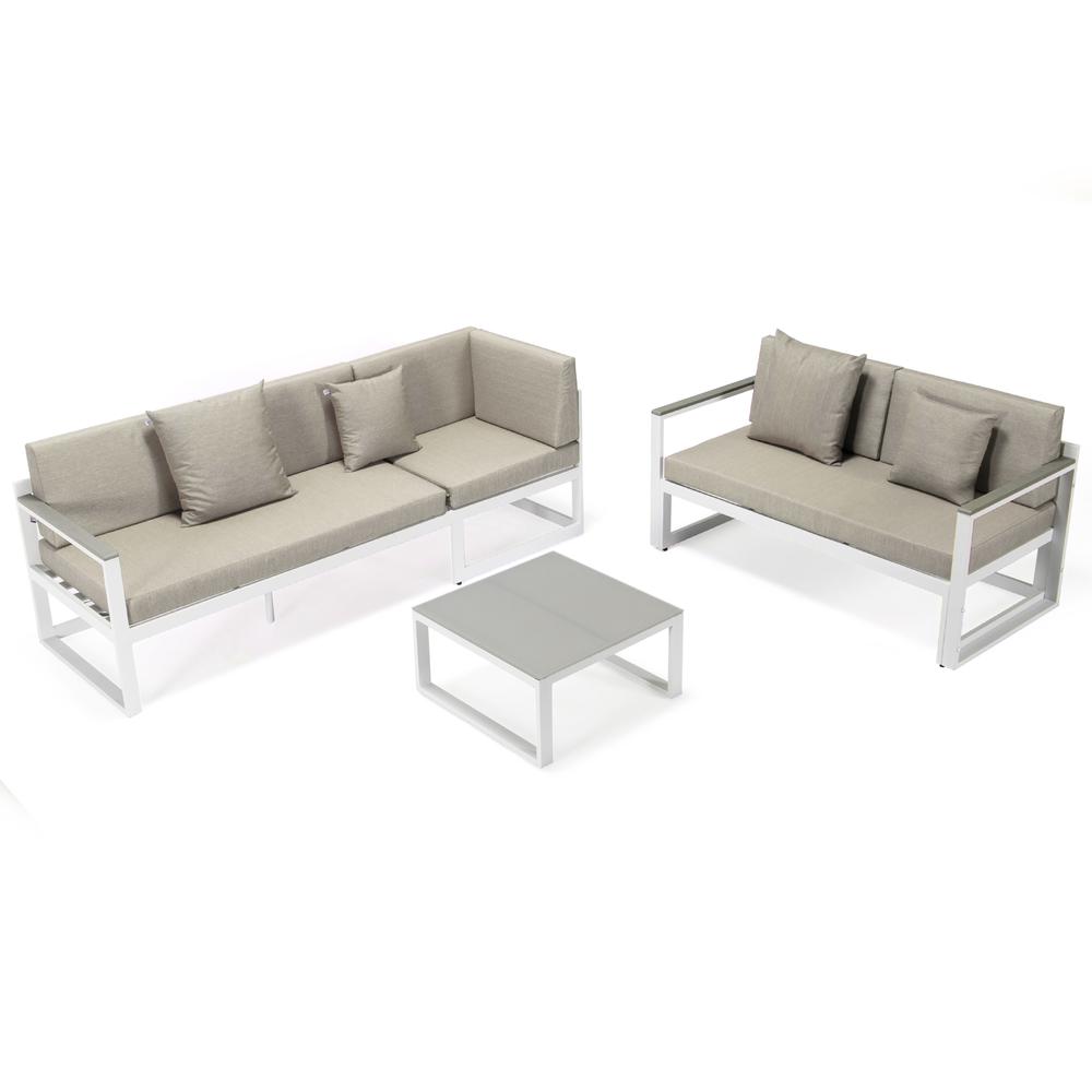 LeisureMod Chelsea White Sectional With Adjustable Headrest & Coffee Table With Cushions CSLW-80BG. Picture 29