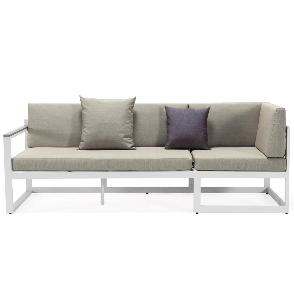 LeisureMod Chelsea White Sectional With Adjustable Headrest & Coffee Table With Cushions CSLW-80BG. Picture 15