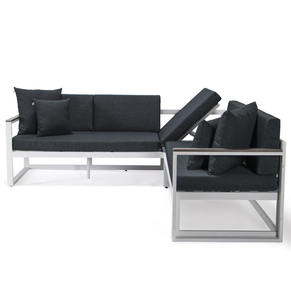 LeisureMod Chelsea White Sectional With Adjustable Headrest & Coffee Table With Cushions CSLW-80BL. Picture 25
