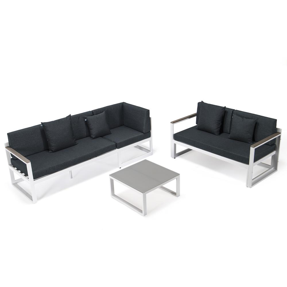 Chelsea White Sectional With Adjustable Headrest & Coffee Table With Cushions. Picture 27
