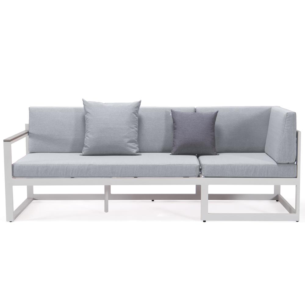 Chelsea White Sectional With Adjustable Headrest & Coffee Table With Cushions. Picture 15