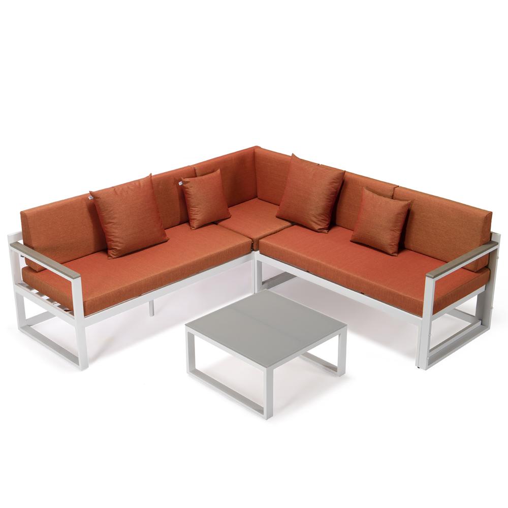 Chelsea White Sectional With Adjustable Headrest & Coffee Table With Cushions. Picture 17