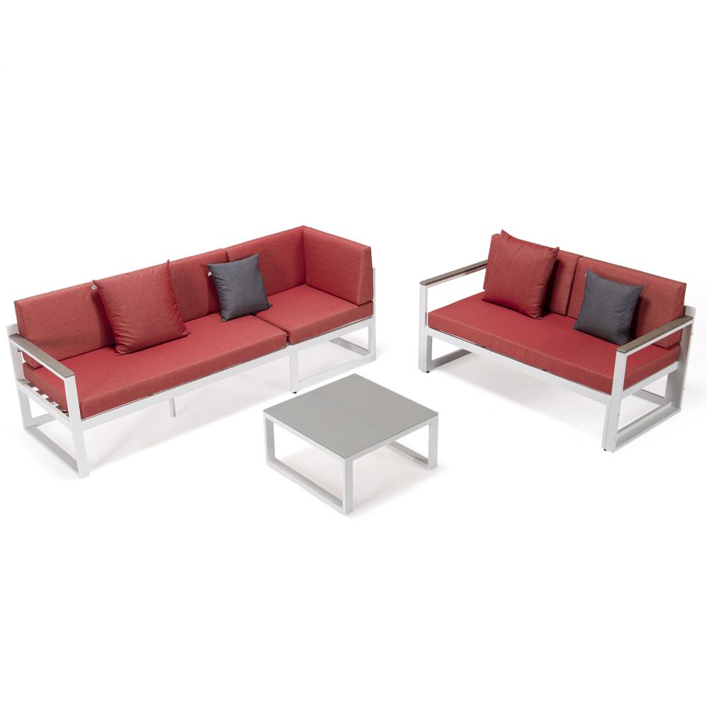 LeisureMod Chelsea White Sectional With Adjustable Headrest & Coffee Table With Cushions CSLW-80R. Picture 12